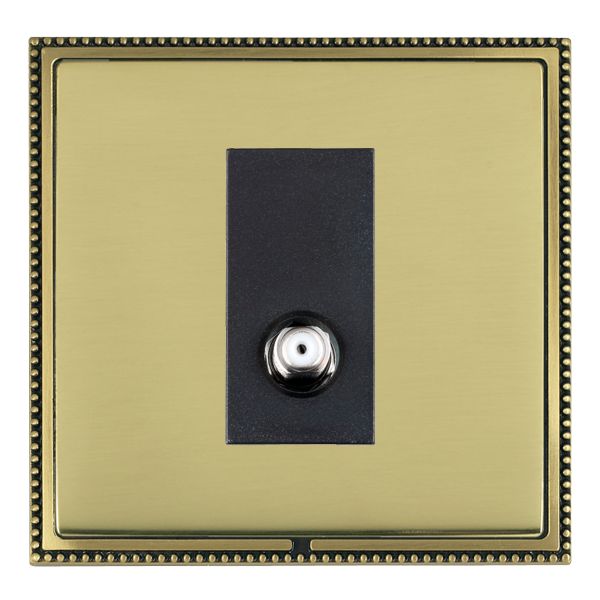 Linea-Perlina CFX Antique Brass Frame/Polished Brass Front 1 gang Isolated Satellite Black