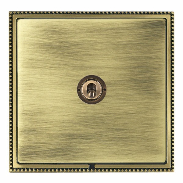Linea-Perlina CFX Antique Brass Frame/Antique Brass Front 1 gang 20AX 2 Way Toggle Antique Brass