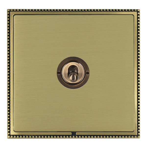 Linea-Perlina CFX Antique Brass Frame/Satin Brass Front 1 gang 20AX 2 Way Toggle Antique Brass