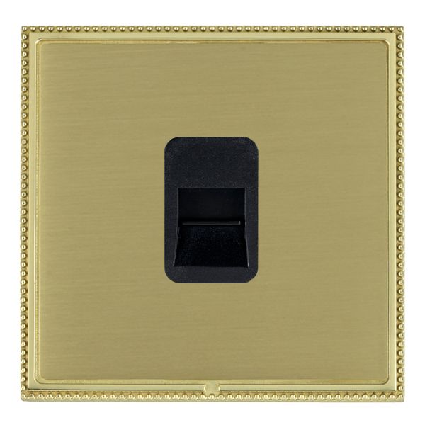 Linea-Perlina CFX Polished Brass Frame/Satin Brass Front 1 gang Telephone Master Black