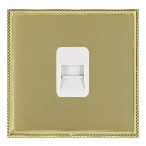 Linea-Perlina CFX Polished Brass Frame/Satin Brass Front 1 gang Telephone Master White