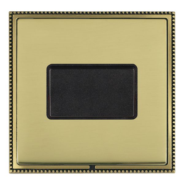 Linea-Perlina CFX Antique Brass Frame/Polished Brass Front 1 gang 10A Triple Pole Rocker Black/Black