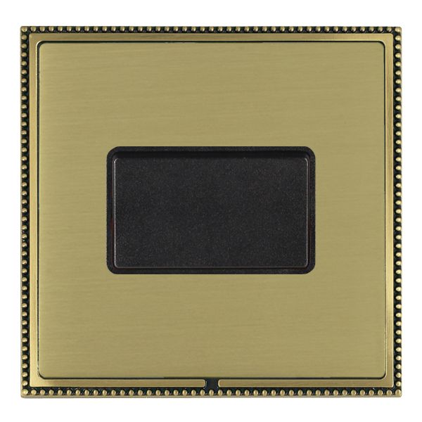 Linea-Perlina CFX Antique Brass Frame/Satin Brass Front 1 gang 10A Triple Pole Rocker Black/Black