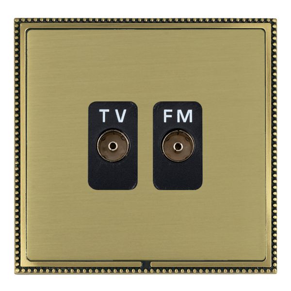 Linea-Perlina CFX Antique Brass Frame/Satin Brass Front Isolated TV/FM Diplexer 1in/2out Black
