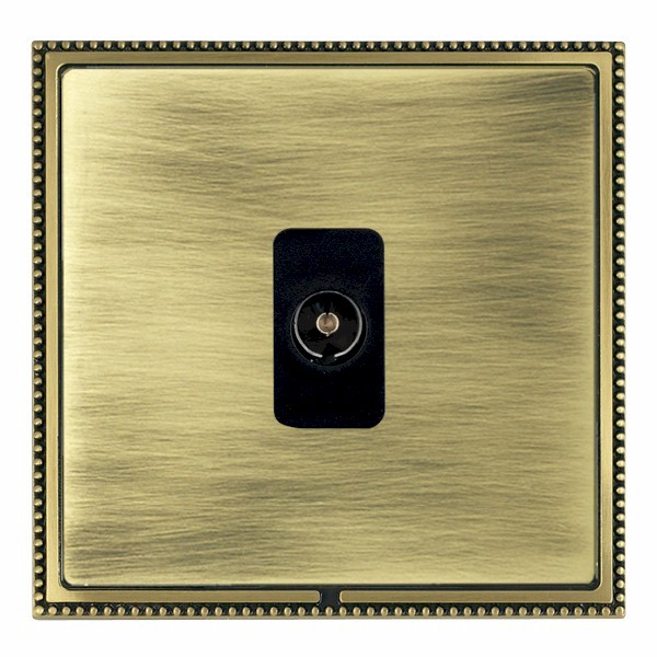 Linea-Perlina CFX Antique Brass Frame/Antique Brass Front 1 gang Isolated TV 1in/1out Black
