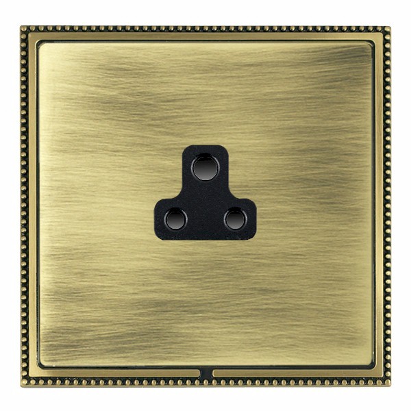 Linea-Perlina CFX Antique Brass Frame/Antique Brass Front 1 gang 2A Unswitched Socket Black