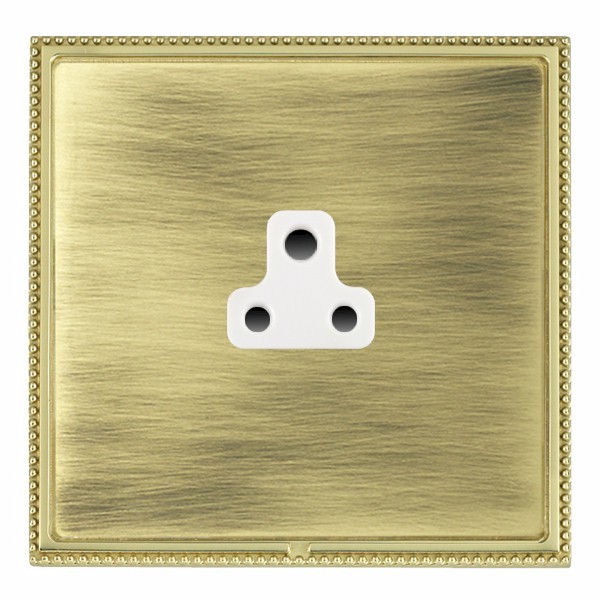 Linea-Perlina CFX Polished Brass Frame/Antique Brass Front 1 gang 2A Unswitched Socket White