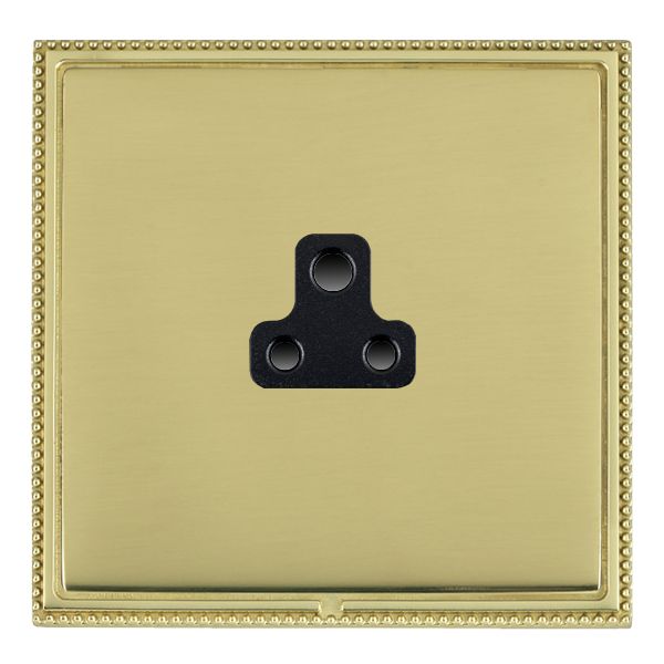 Linea-Perlina CFX Polished Brass Frame/Polished Brass Front 1 gang 2A Unswitched Socket Black