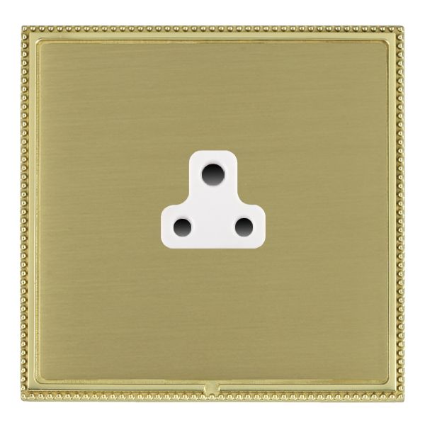 Linea-Perlina CFX Polished Brass Frame/Satin Brass Front 1 gang 2A Unswitched Socket White