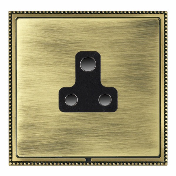 Linea-Perlina CFX Antique Brass Frame/Antique Brass Front 1 gang 5A Unswitched Socket Black