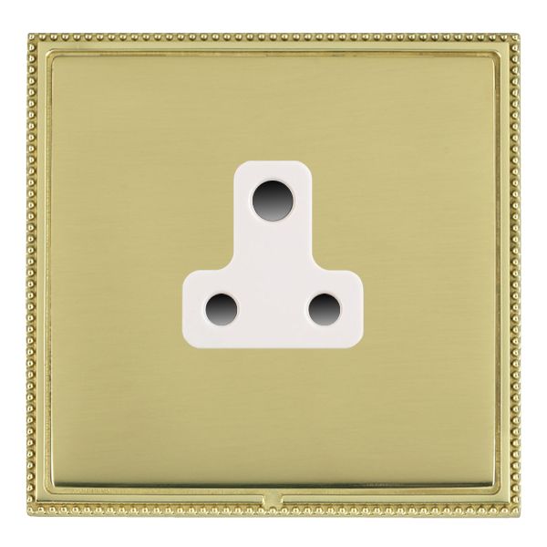 Linea-Perlina CFX Polished Brass Frame/Polished Brass Front 1 gang 5A Unswitched Socket White
