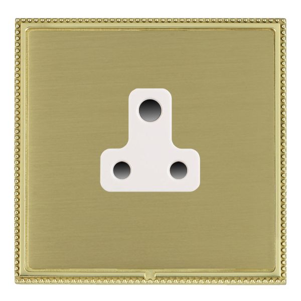 Linea-Perlina CFX Polished Brass Frame/Satin Brass Front 1 gang 5A Unswitched Socket White