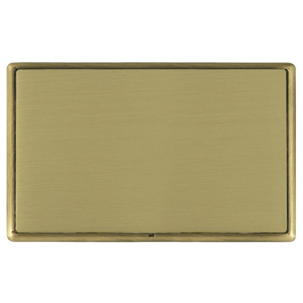 Linea-Rondo CFX Antique Brass Frame/Satin Brass Front Double Blank Plate