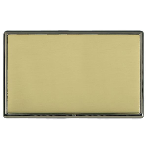 Linea-Rondo CFX Black Nickel Frame/Polished Brass Front Double Blank Plate