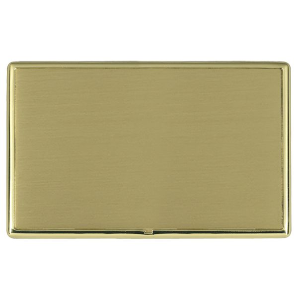Linea-Rondo CFX Polished Brass Frame/Satin Brass Front Double Blank Plate