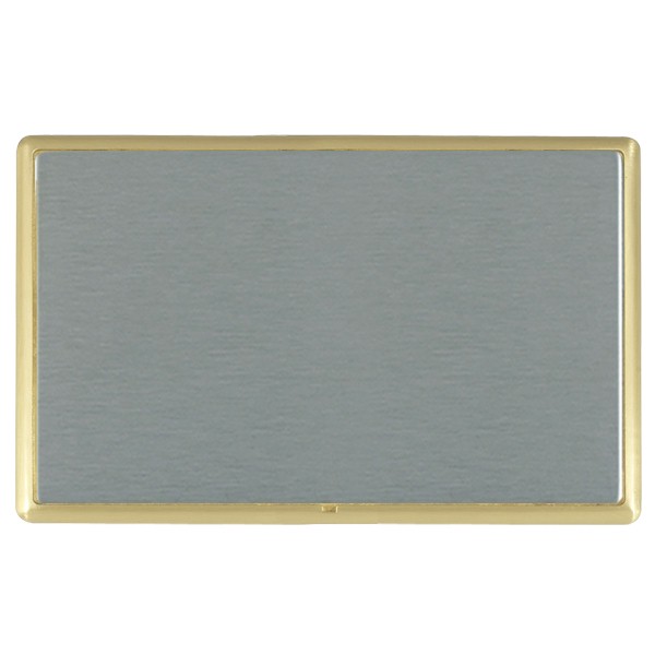 Linea-Rondo CFX Satin Brass Frame/Satin Steel Front Double Blank Plate