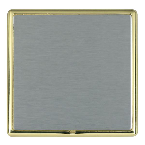 Linea-Rondo CFX Polished Brass Frame/Satin Steel Front Single Blank Plate