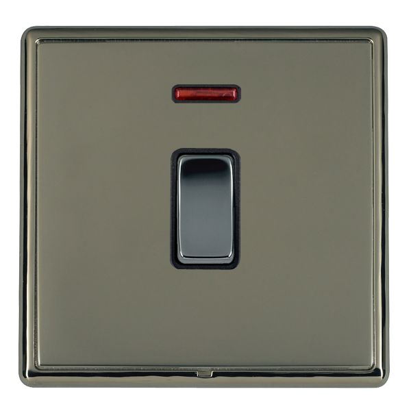 Linea-Rondo CFX Black Nickel Frame/Black Nickel Front 1 gang 20AX Double Pole Rocker and Neon Black Nickel/Black