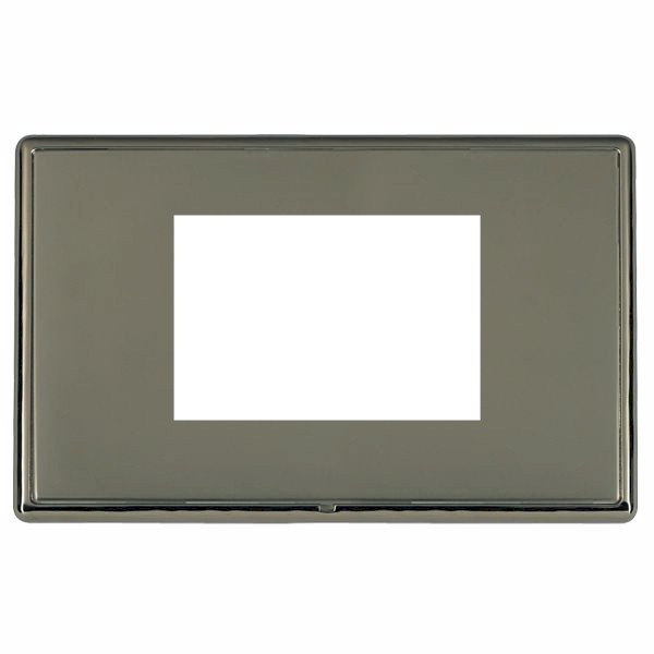 Linea-Rondo CFX EuroFix Black Nickel Frame/Black Nickel Front Double Plate complete with 3 EuroFix Apertures 75x50mm and Grid