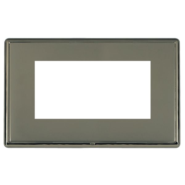 Linea-Rondo CFX EuroFix Black Nickel Frame/Black Nickel Front Double Plate complete with 4 EuroFix Apertures 100x50mm and Grid