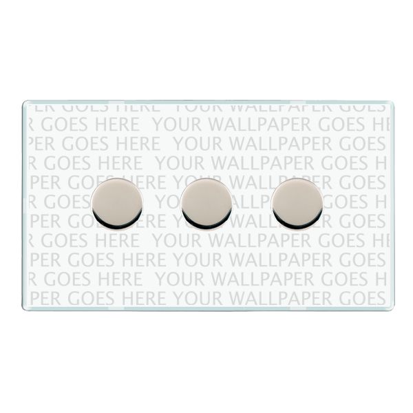 Perception CFX Clear 3 gang 100W LED 2 Way Push On/Off Rotary Dimmer Bright Chrome