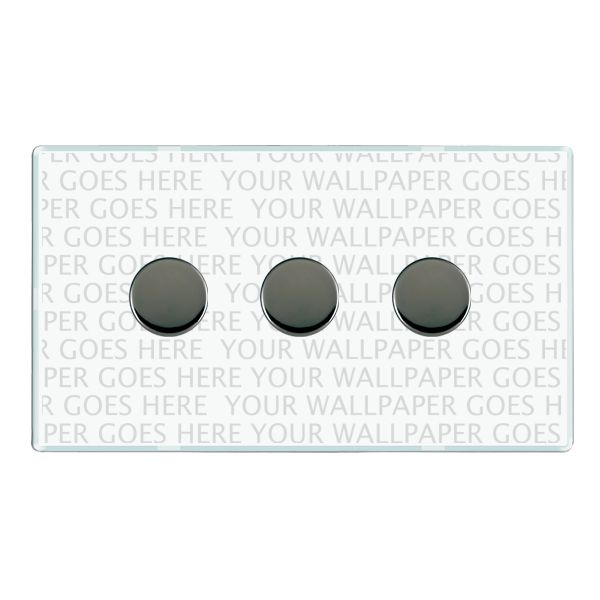 Perception CFX Clear 3 gang 100W LED 2 Way Push On/Off Rotary Dimmer Black Nickel