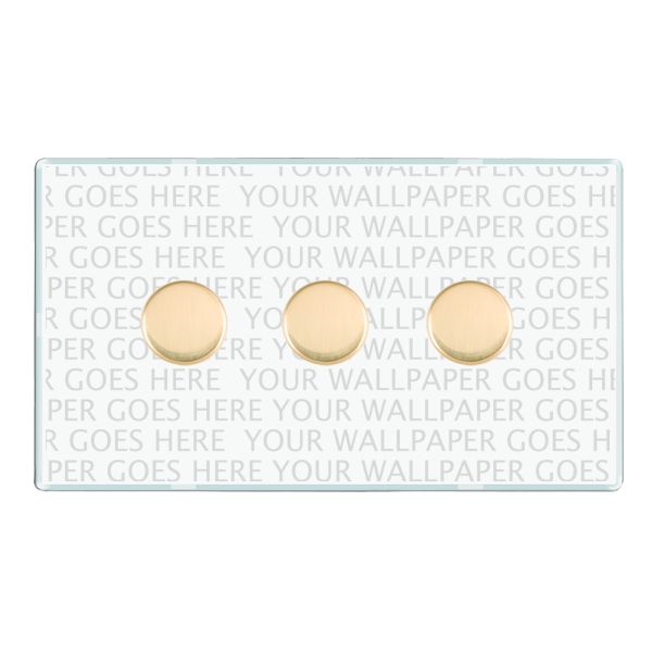 Perception CFX Clear 3 gang 100W LED 2 Way Push On/Off Rotary Dimmer Polished Brass