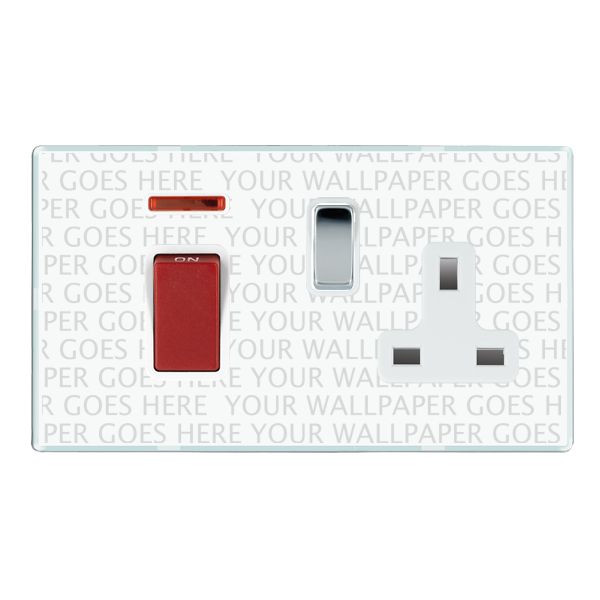 Perception CFX Clear 45A Double Pole Rocker + Neon + 13A Switched Socket Red+Bright Chrome/White