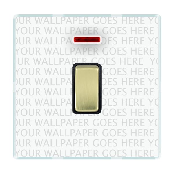 Perception CFX Clear 1 gang 20AX Double Pole Rocker and Neon Polished Brass/White