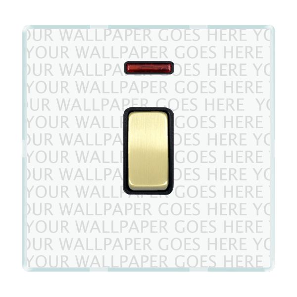 Perception CFX Clear 1 gang 20AX Double Pole Rocker and Neon Satin Brass/Black