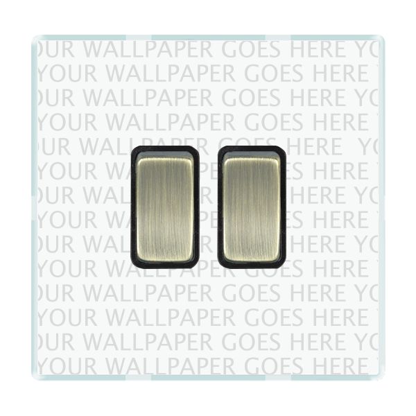 Perception CFX Clear 2 gang 10AX 2 Way Rocker Antique Brass/Black