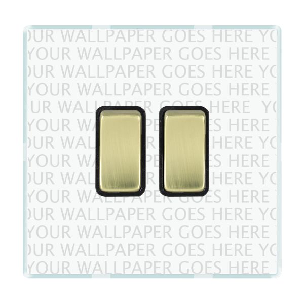 Perception CFX Clear 2 gang 10AX 2 Way Rocker Polished Brass/Black