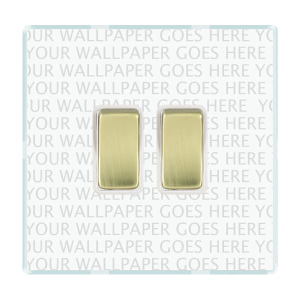 Perception CFX Clear 2 gang 10AX 2 Way Rocker Polished Brass/White