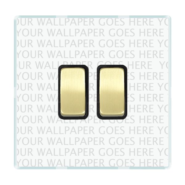 Perception CFX Clear 2 gang 10AX 2 Way Rocker Satin Brass/Black