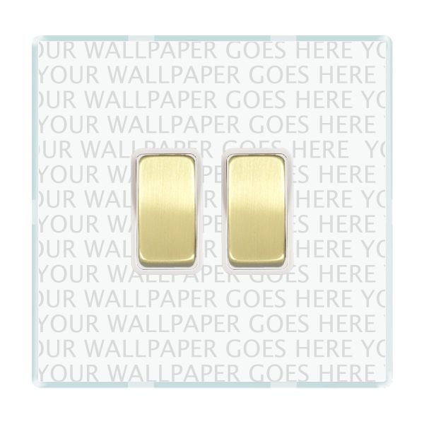 Perception CFX Clear 2 gang 10AX 2 Way Rocker Satin Brass/White