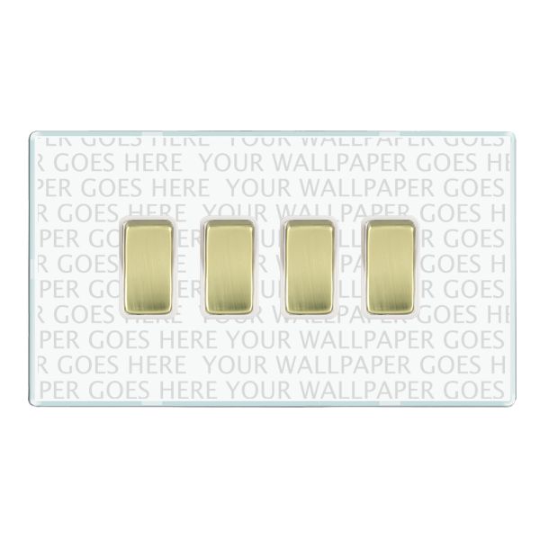 Perception CFX Clear 4 gang 20AX 2 Way Rocker Polished Brass/White