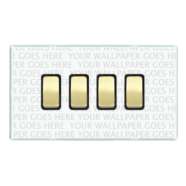 Perception CFX Clear 4 gang 20AX 2 Way Rocker Satin Brass/Black