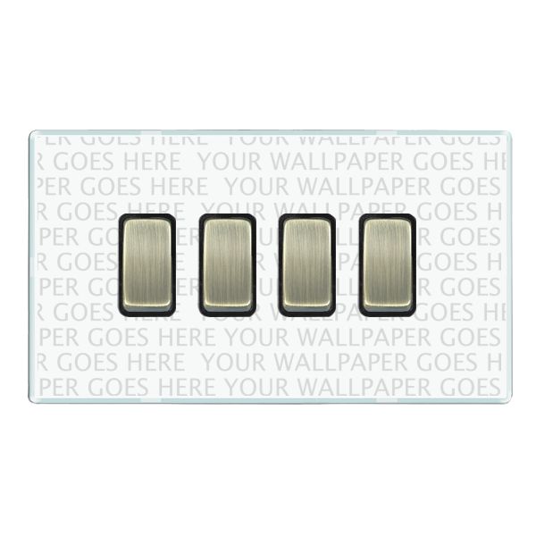 Perception CFX Clear 4 gang 10AX 2 Way Rocker Antique Brass/Black