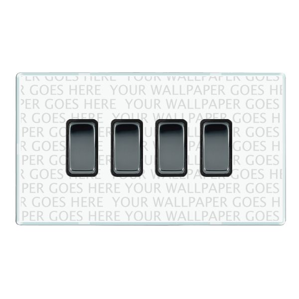 Perception CFX Clear 4 gang 10AX 2 Way Rocker Black Nickel/Black