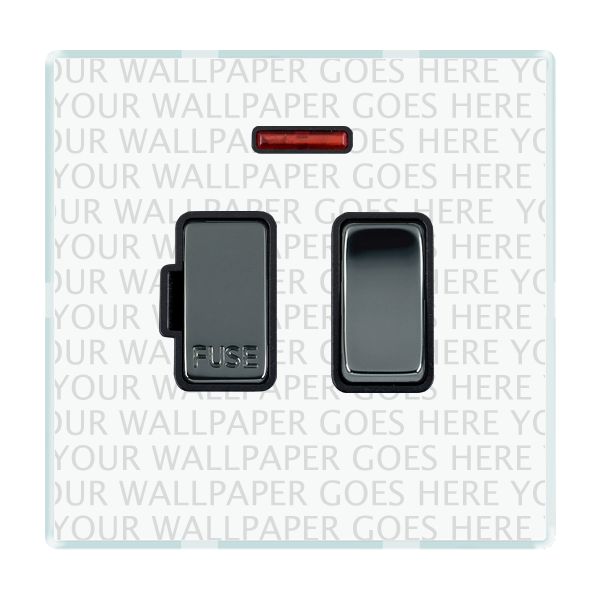 Perception CFX Clear 1 gang 13A Double Pole Fused Spur and Neon Black Nickel/Black