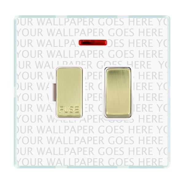 Perception CFX Clear 1 gang 13A Double Pole Fused Spur and Neon Polished Brass/White