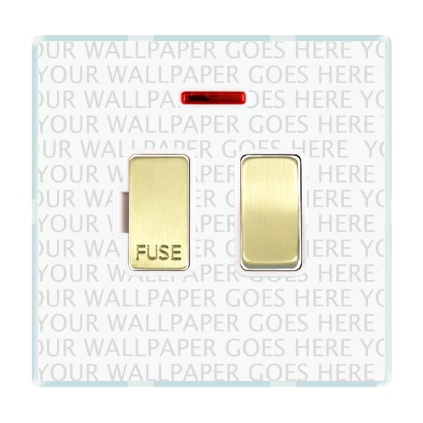 Perception CFX Clear 1 gang 13A Double Pole Fused Spur and Neon Satin Brass/White