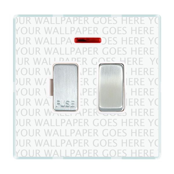 Perception CFX Clear 1 gang 13A Double Pole Fused Spur and Neon Satin Chrome/White