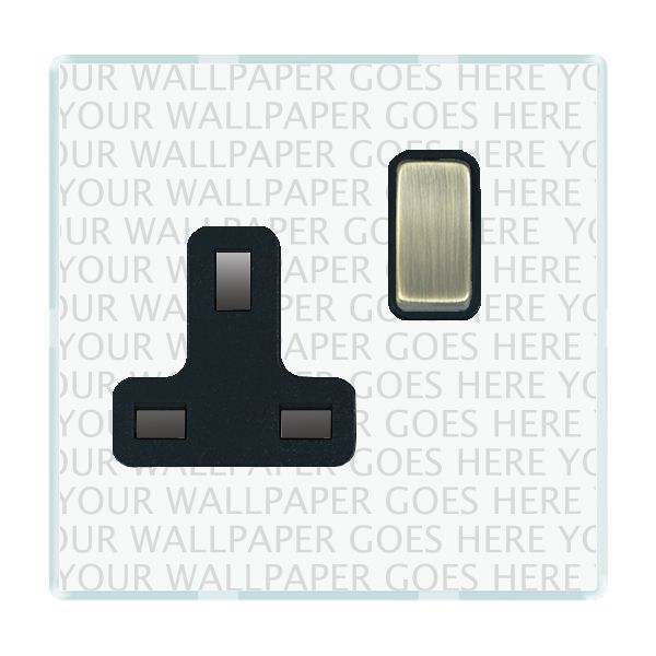 Perception CFX Clear 1 gang 13A Double Pole Switched Socket Antique Brass/Black