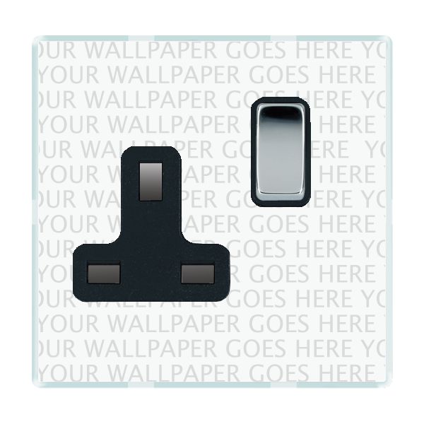 Perception CFX Clear 1 gang 13A Double Pole Switched Socket Bright Chrome/Black