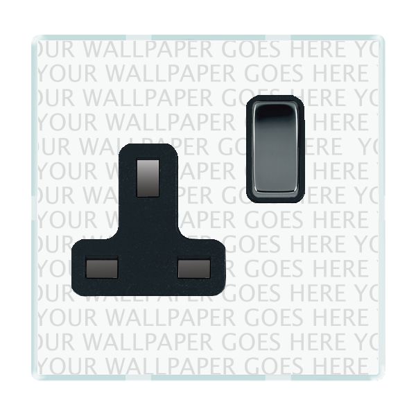 Perception CFX Clear 1 gang 13A Double Pole Switched Socket Black Nickel/Black