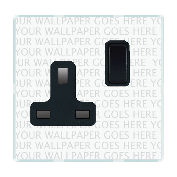 Perception CFX Clear 1 gang 13A Double Pole Switched Socket Black/Black