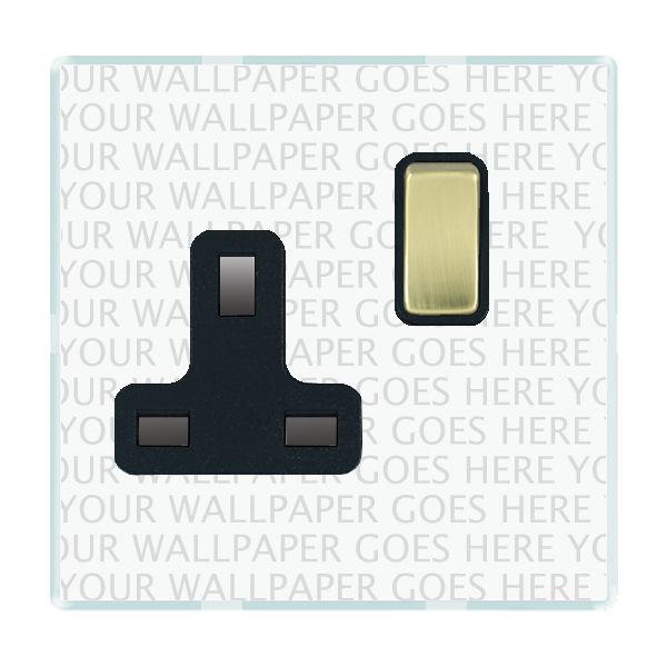 Perception CFX Clear 1 gang 13A Double Pole Switched Socket Polished Brass/Black