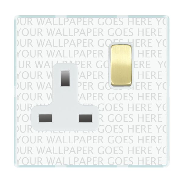 Perception CFX Clear 1 gang 13A Double Pole Switched Socket Satin Brass/White