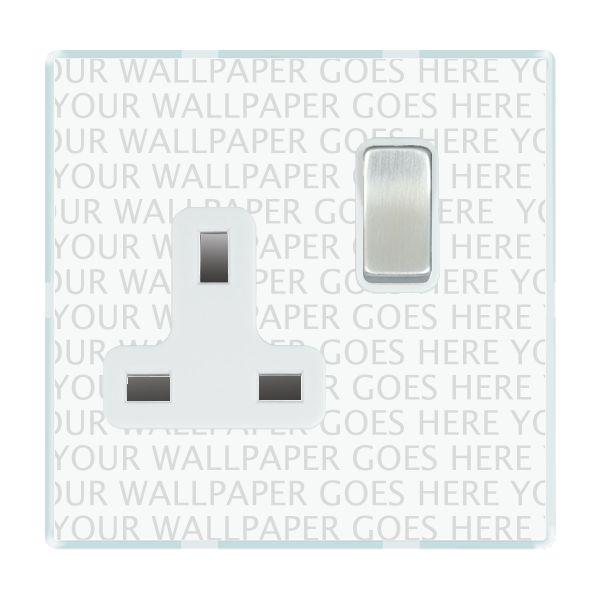 Perception CFX Clear 1 gang 13A Double Pole Switched Socket Satin Chrome/White